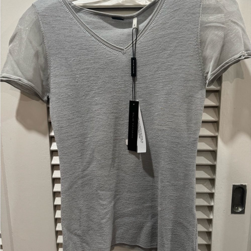 Elie Tahari Heather Gray Short Sleeve Tee